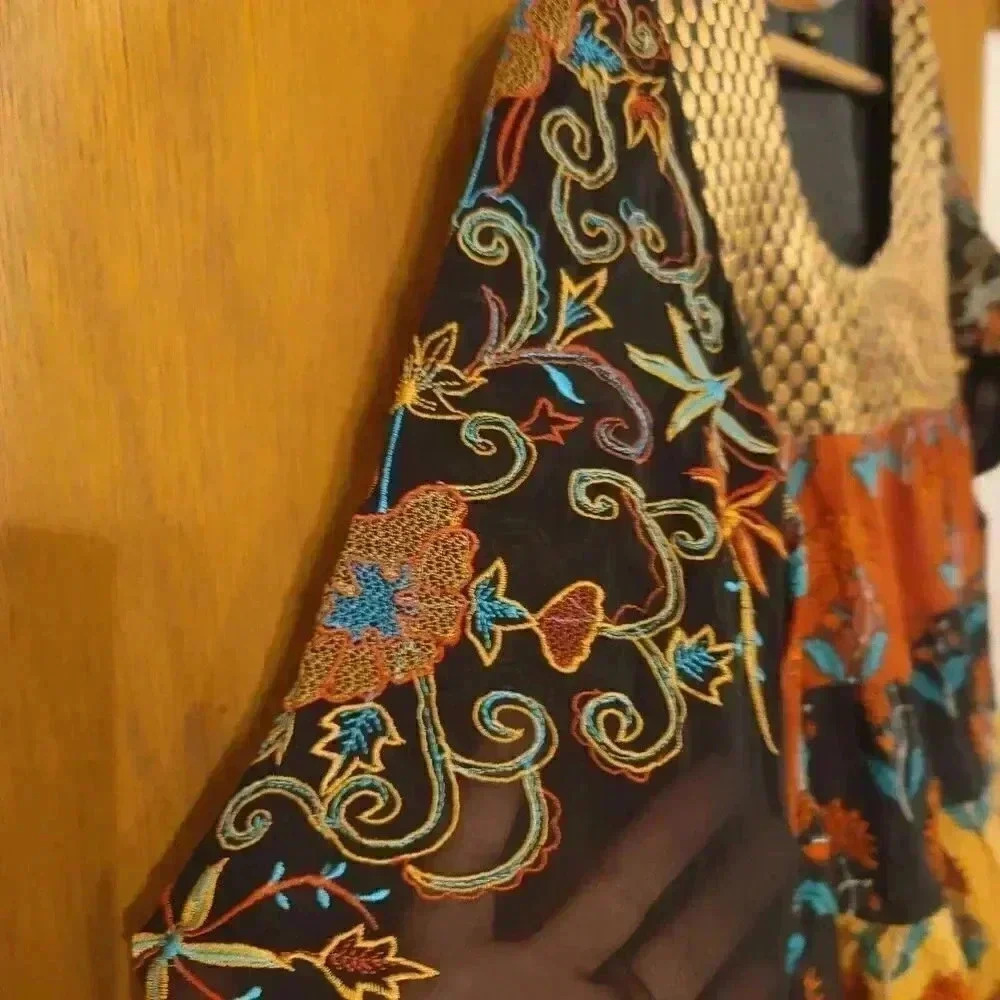 Bohemian Hippie Multi Pattern A Line Dress Size Small - Picture 8 of 13